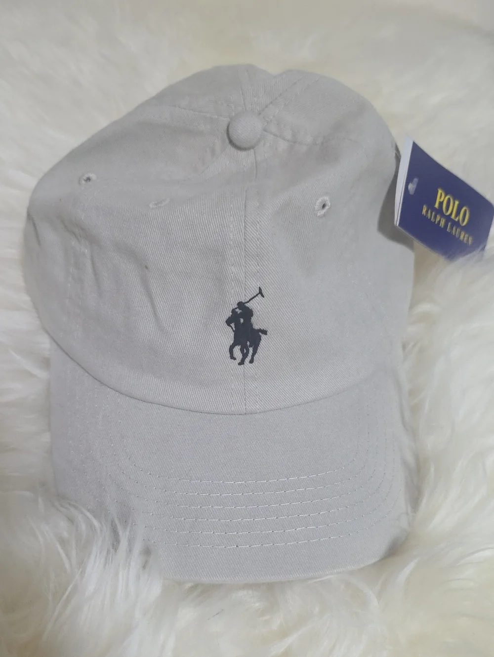 Polo by Ralph Lauren Light Gray Cap with Navy Polo Logo